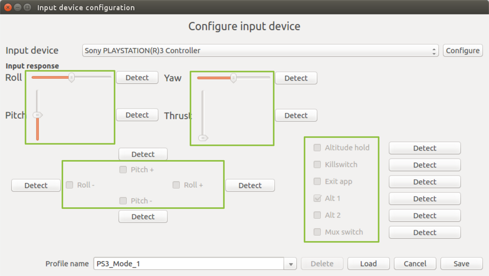 cfclient configure device feedback