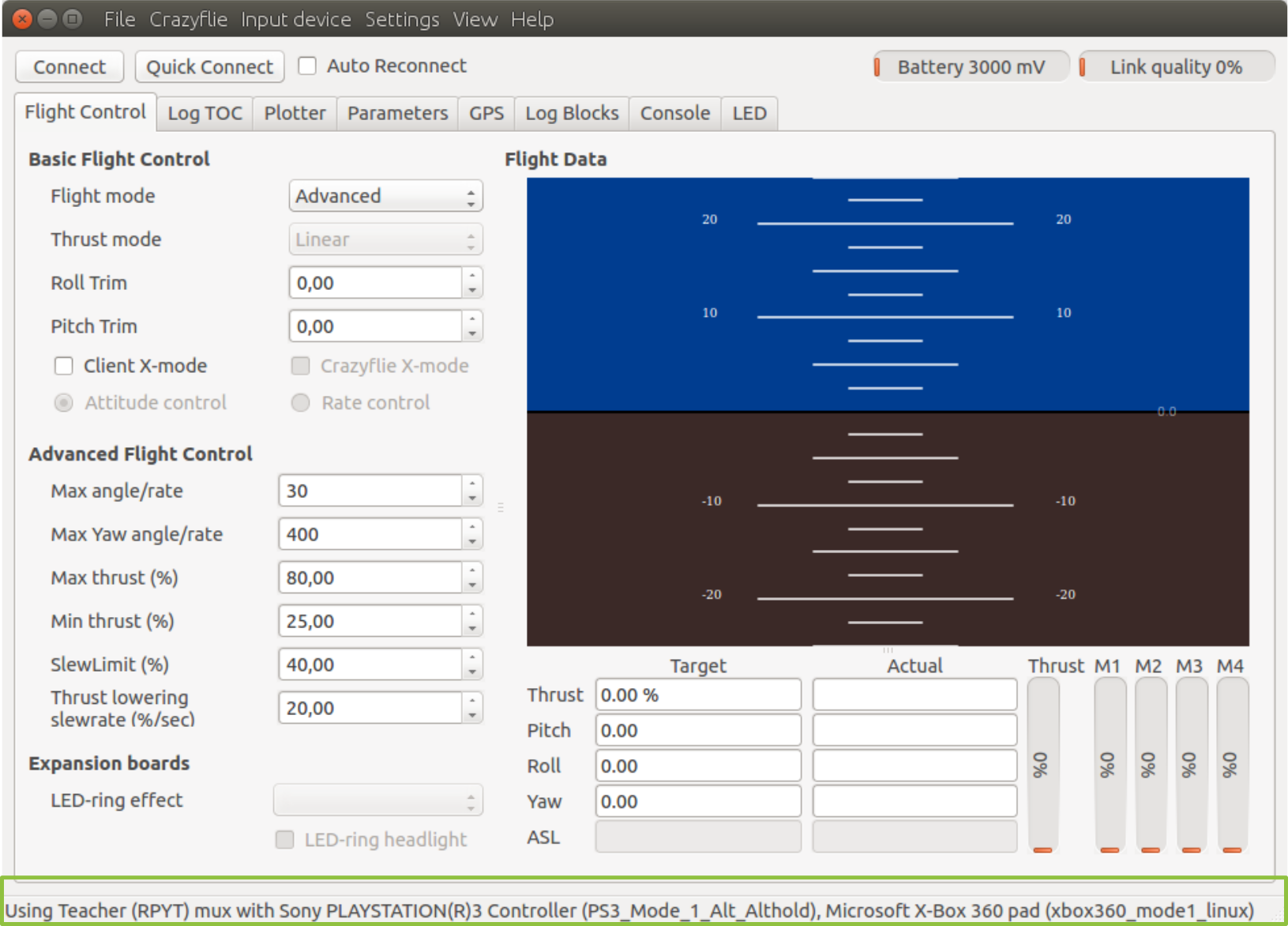 cfclient input mux configured