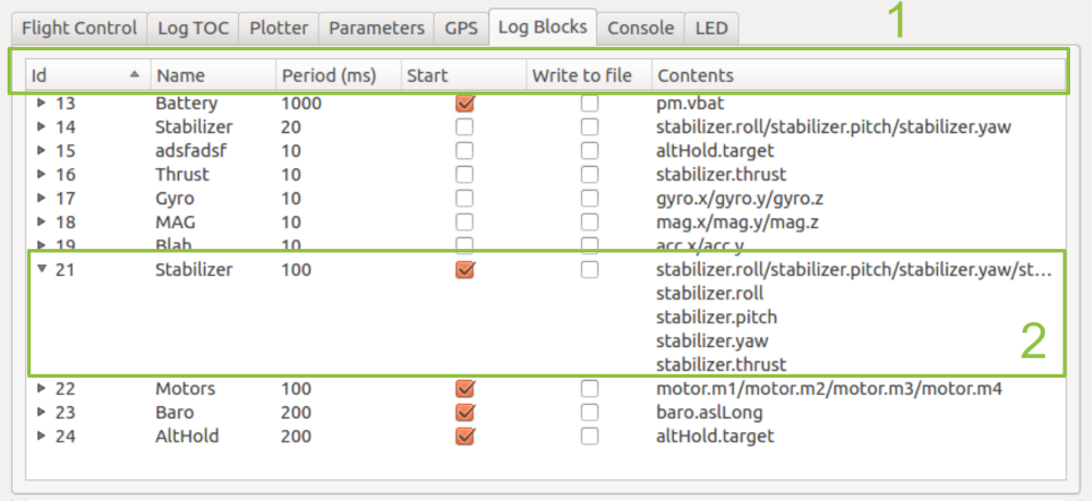 cfclient log blocks