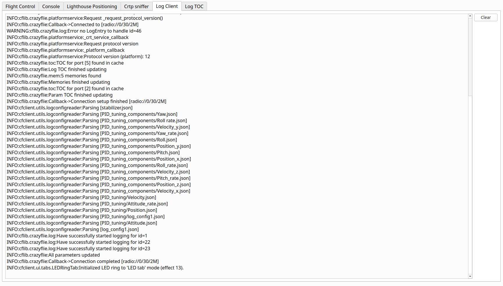 cfclient log client tab