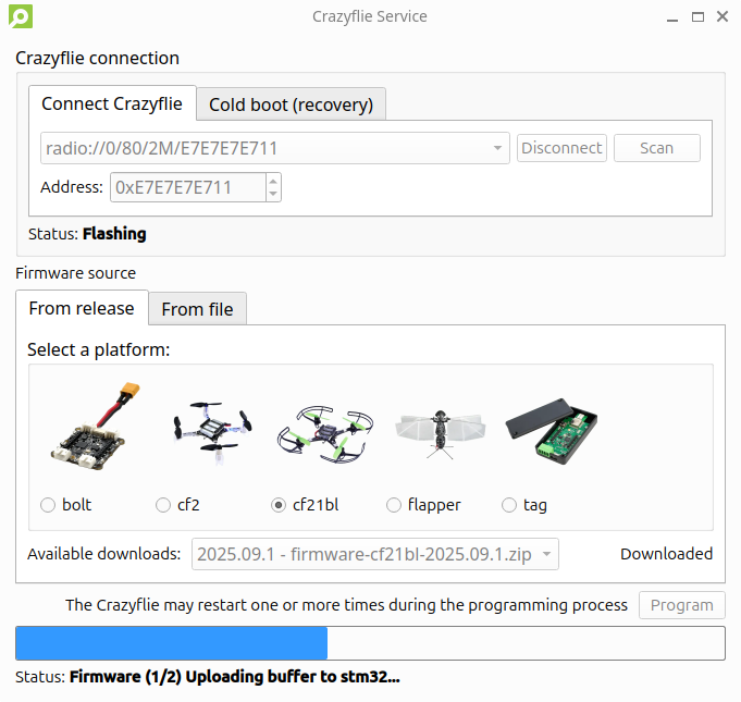 CFclient Bootloading