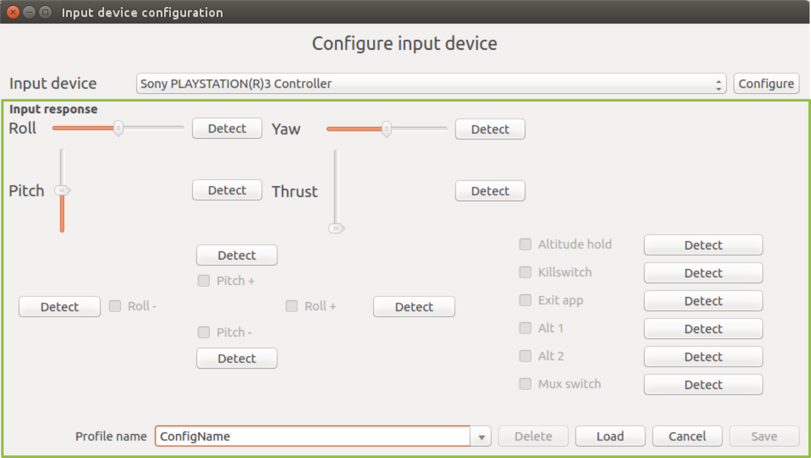 cfclient configure device axis