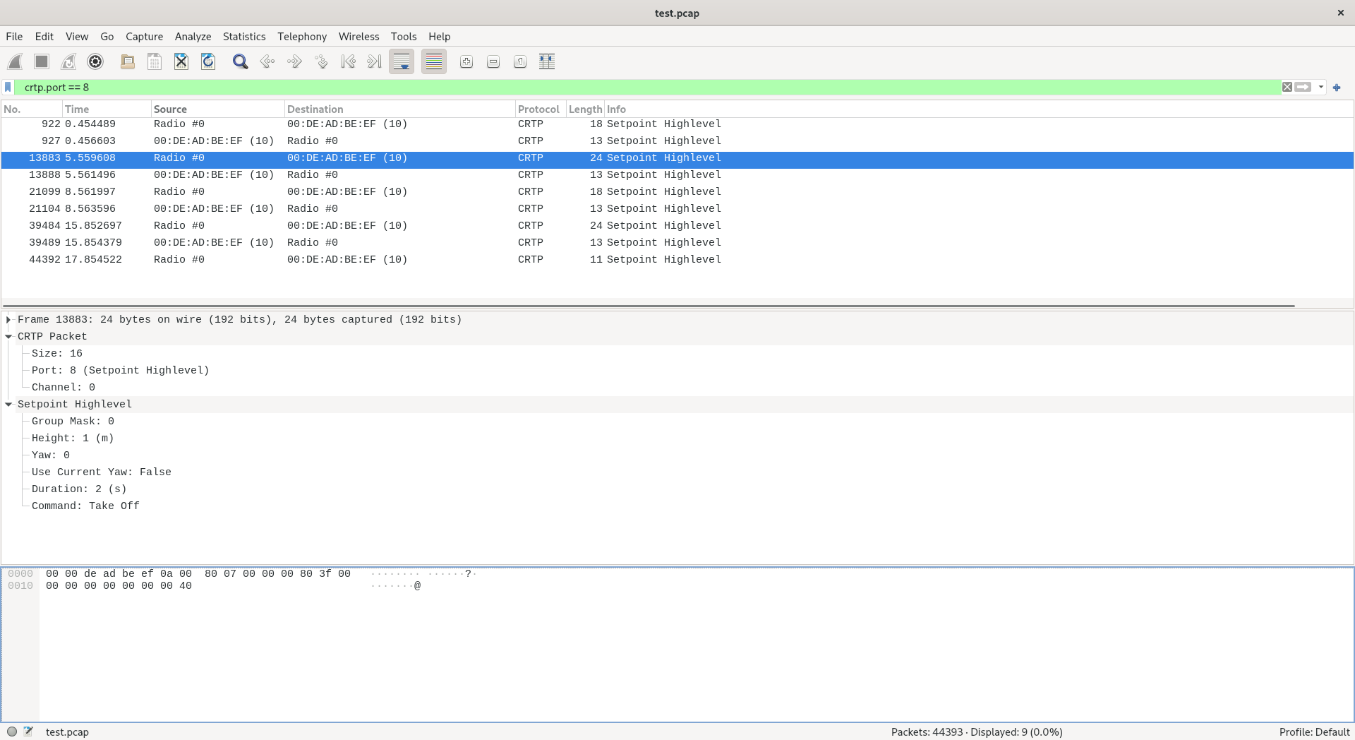 Image of CRTP dissector in Wireshark