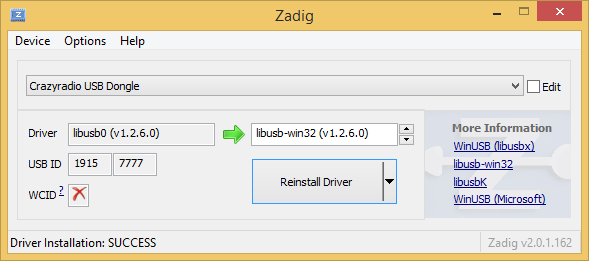 zadig reinstall