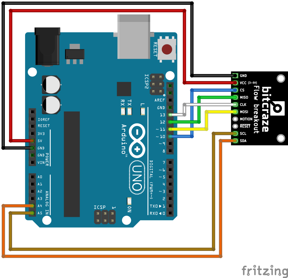Flow breakout Arduino uno cabling Flow breakout Arduino uno cabling
