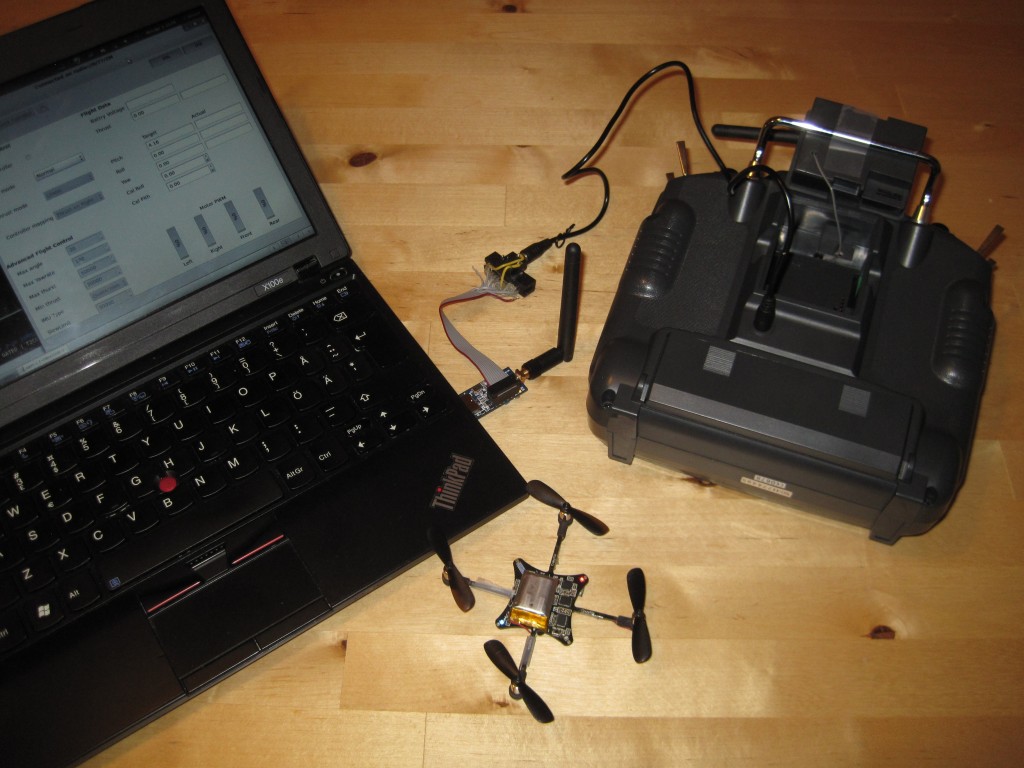 RC transmitter connected to Crazyradio dongle
