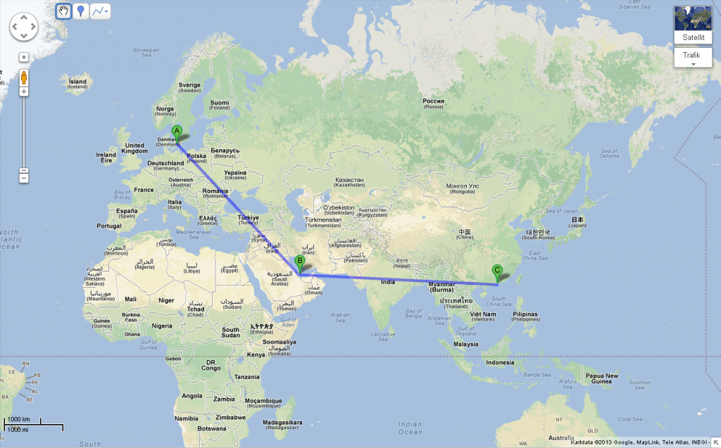 Map Copenhagen airport to Seeedstudio